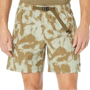 The North Face Class V 7" Belted Shorts Military Olive Retro Dye Print Small